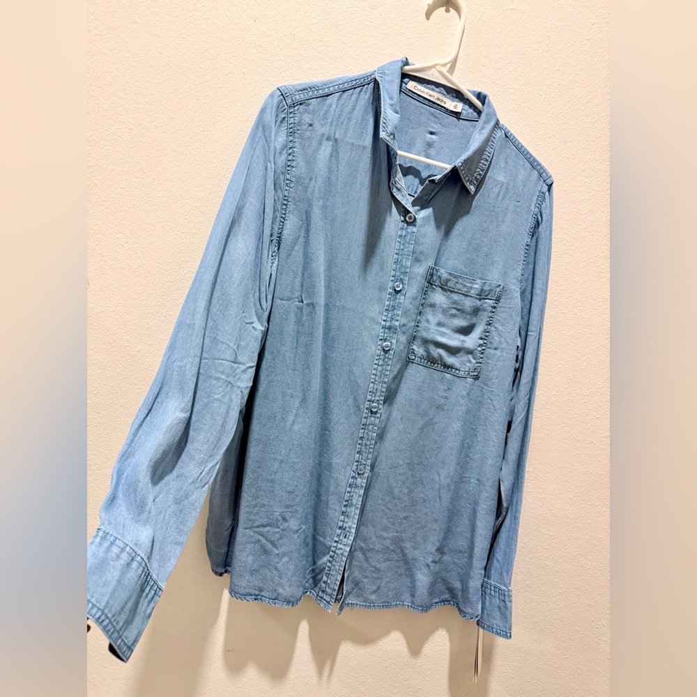 CALVIN KLEIN JEANS OFF DENIM BUTTON UP TOP- NWT